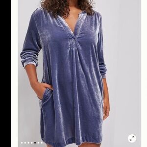 Anthropologie slate blue Melody velvet tunic dress size small